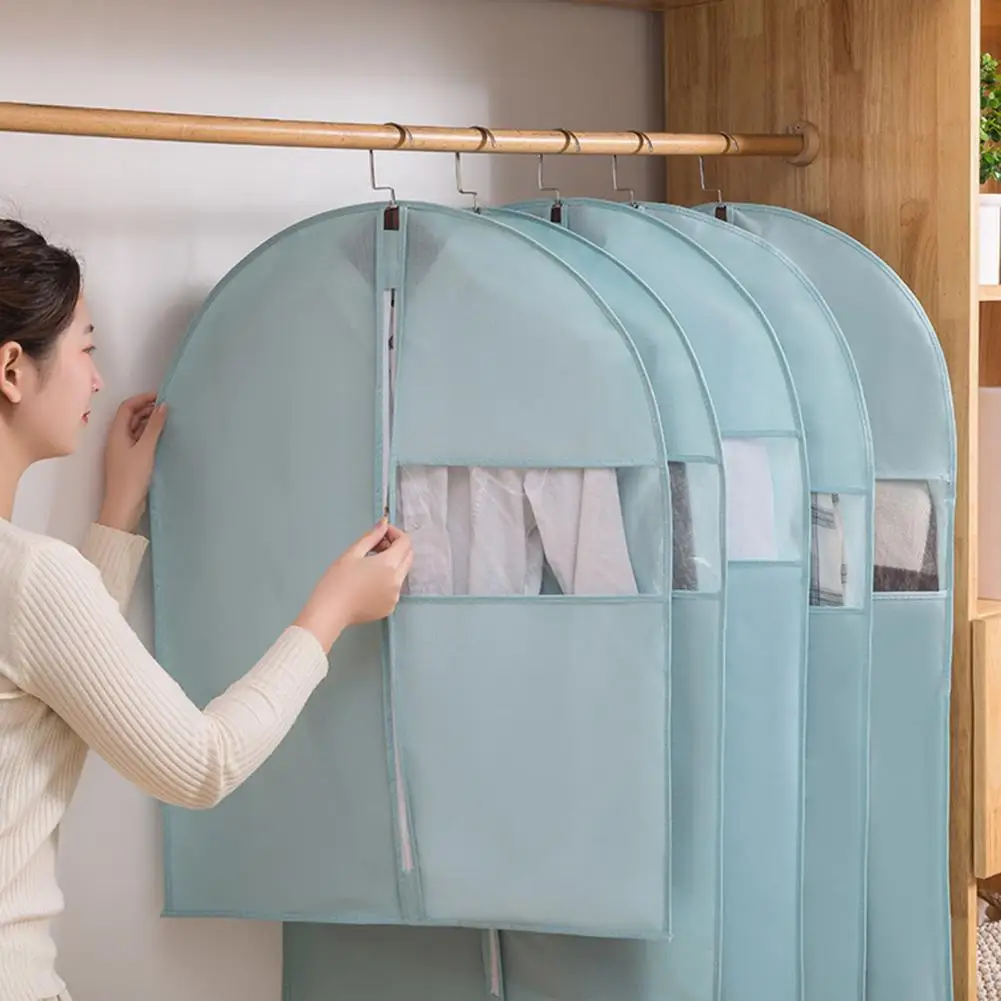 

Clothing Cover Dust-proof Jacket Cover Clothes Protection Bag Reusable Non Woven Fabric Visible Window Clothing Hanging Bag