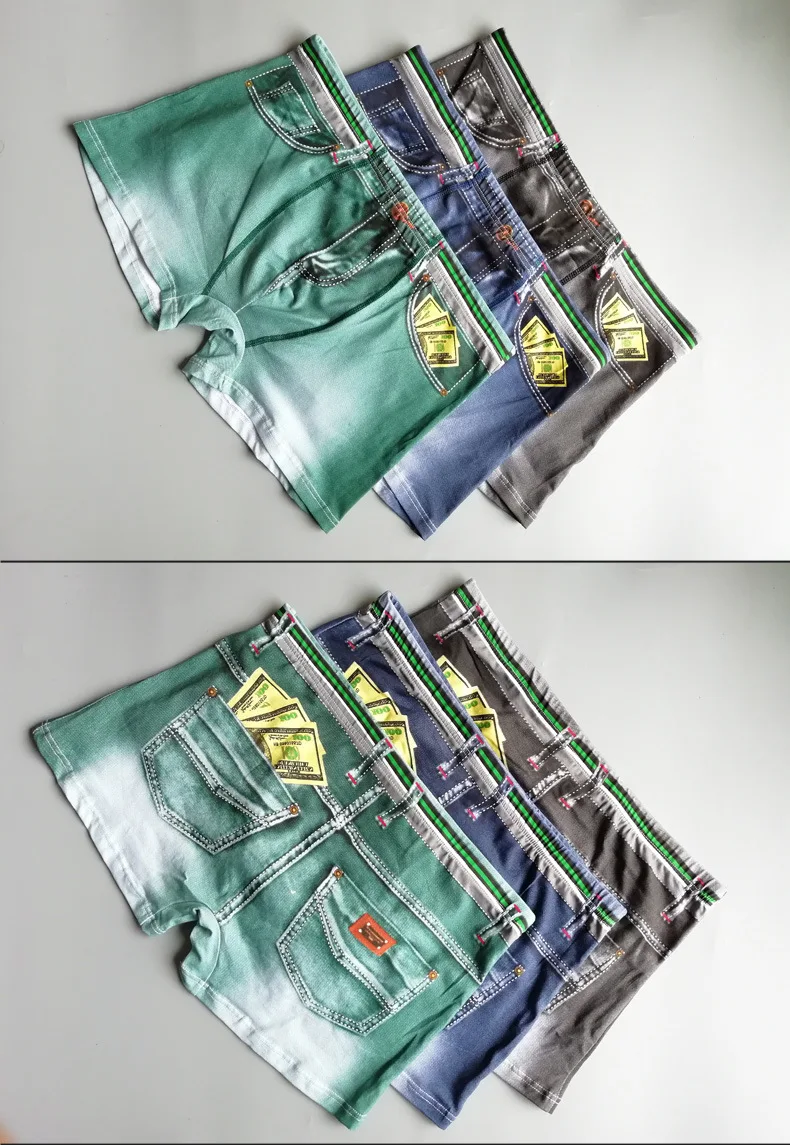 cotton underwear men sexy mens boxers like jean boxer shorts man underpants Men\'s underwear denim printed dollar pocket boxer