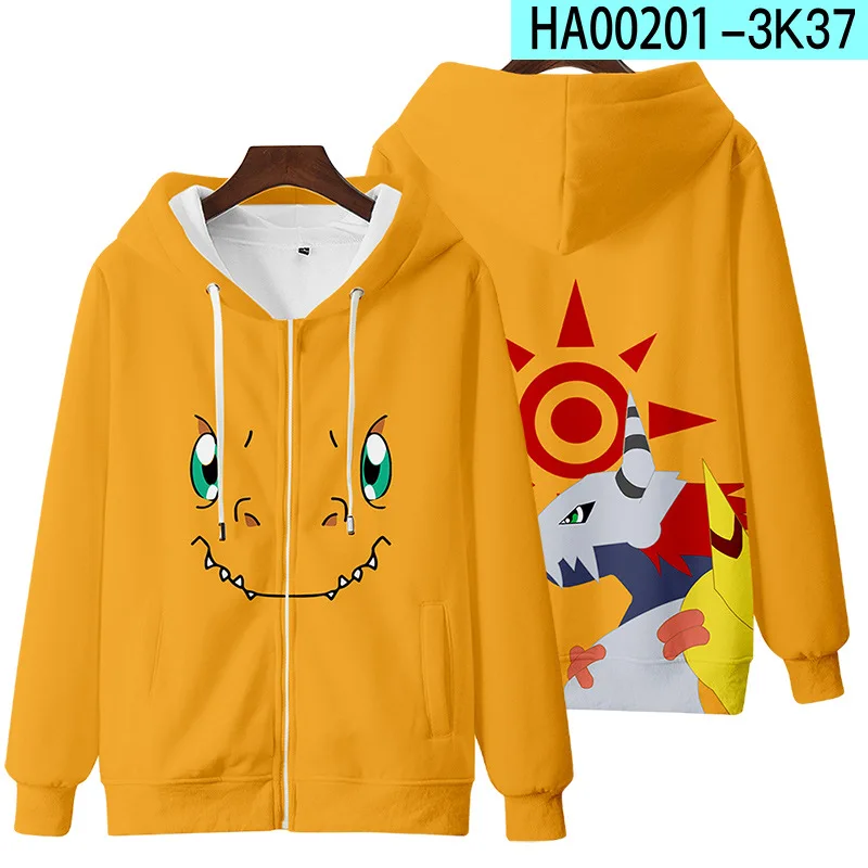 Sweats à capuche zippés pour hommes et femmes, veste à capuche zippée, streetwear Kawaii, cosplay TapiercYagami, PVD Anime 3D, Digimon Adventure