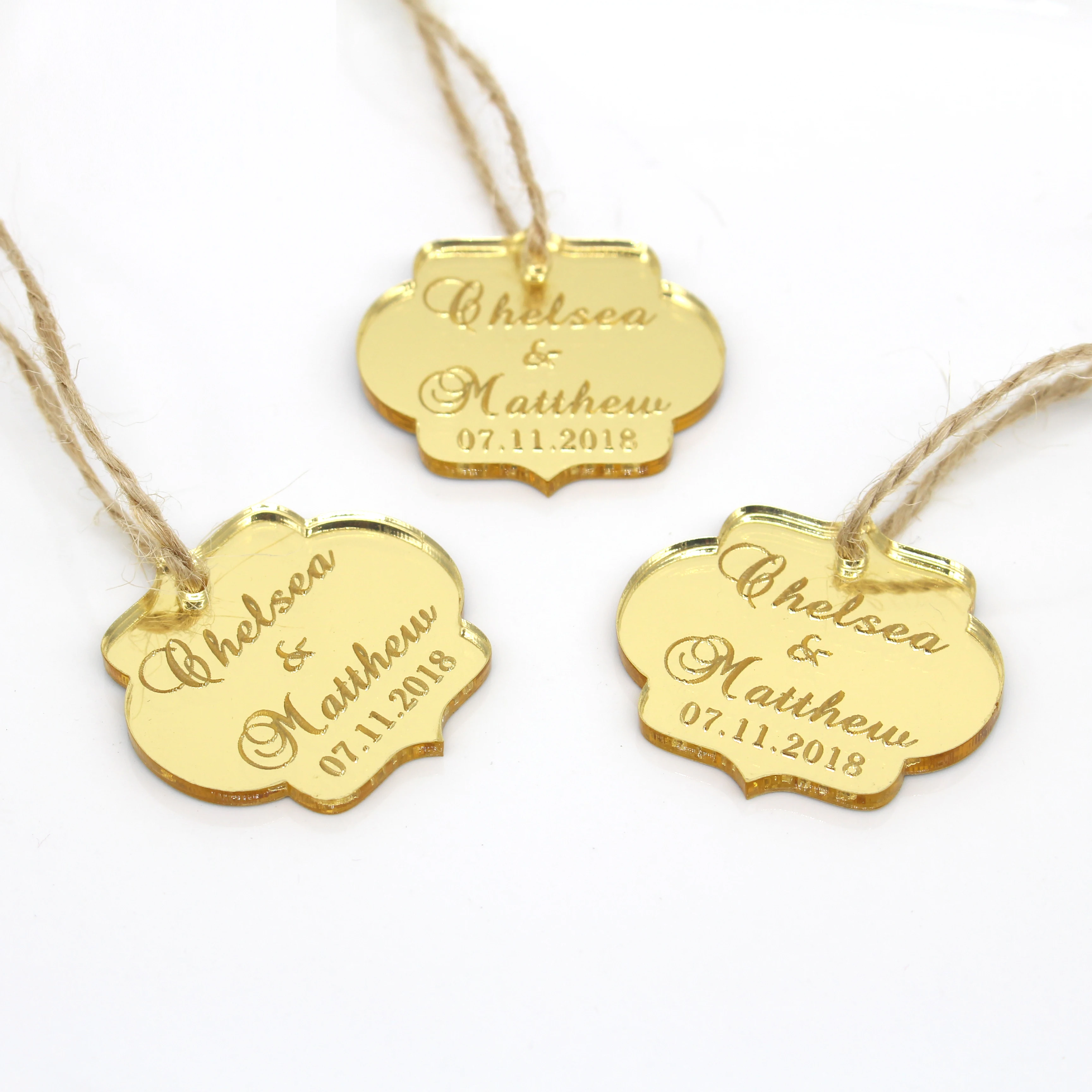 30 pçs personalizado gravado espelho dourado acrílico etiqueta de nome do casamento garrafa etiqueta festa personalizada chá de fraldas boutique