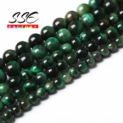 Natural Stone Green Tiger Eye Beads Round Loose Beads For Jewelry Making 6 8 10 12 14mm DIY Bracelet Accessories 15'' Wholesale