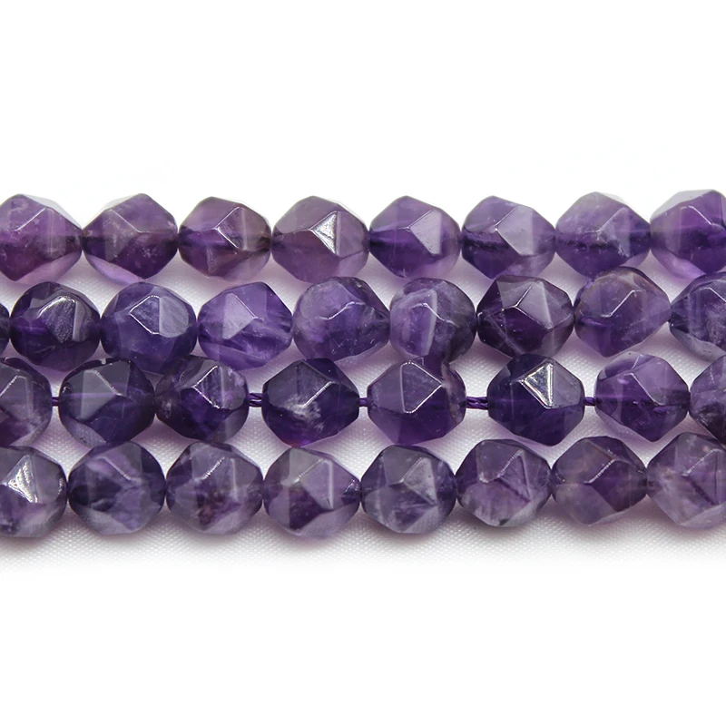 Natural Stone Beads Faceted Purple Amethysts Loose Spacer Beads  For Jewelry Making DIY Accessories Bracelet 15\'\'strand 6mm-10mm