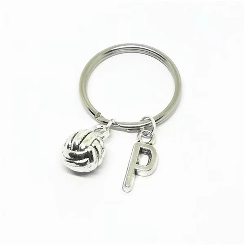 Cute Tiny Volleyball Key Chain, Sport Keyring, Gift for Sport Lovers Charm Initial Letter Ball Keychain Team Gift