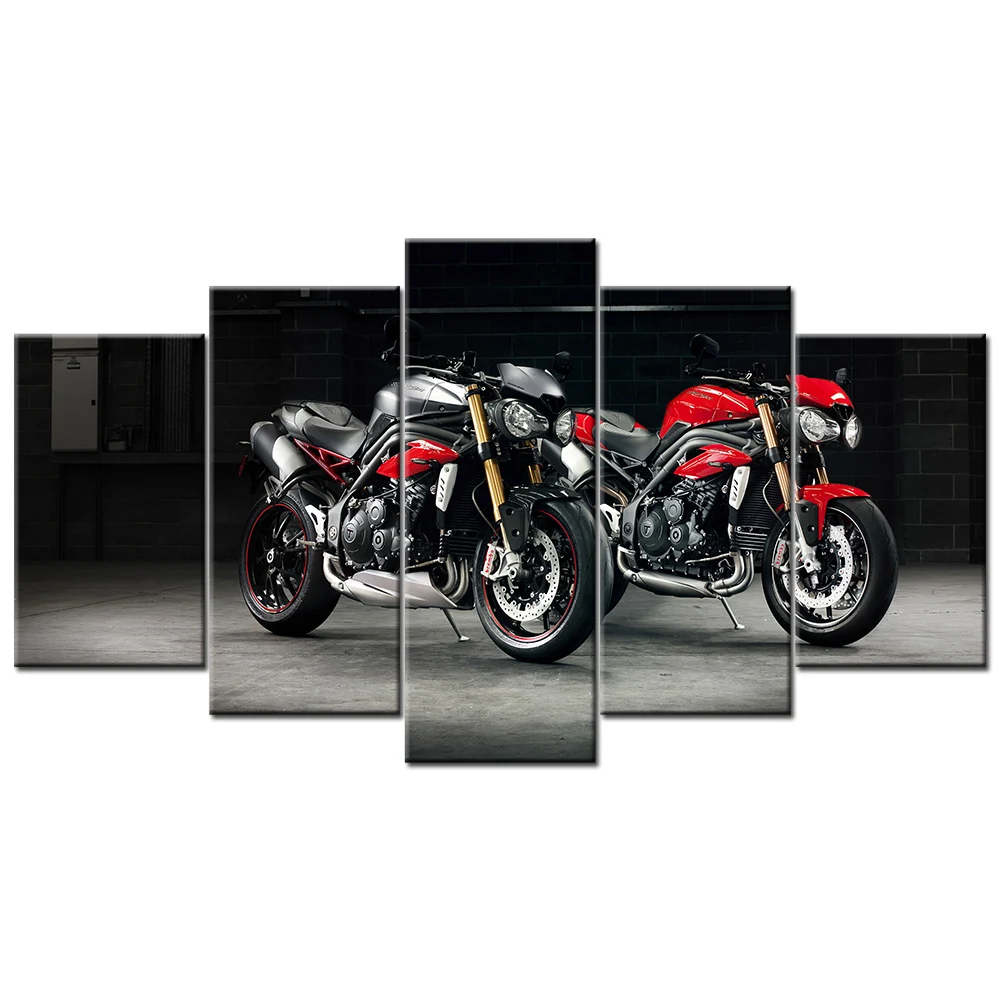 Speed Triple R Super Motorcycle 5 Piece Canvas Paintings Modern Poster Wall Art Picture For Home Decor