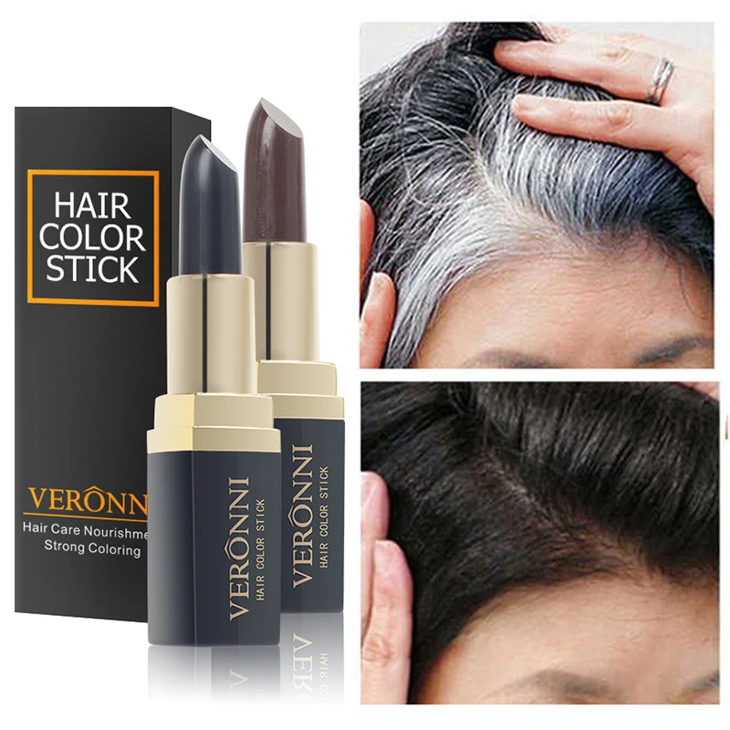 VERONNI One-Time Hair Dye Instant Gray Root Coverage Hair Color Modify Cream Stick Temporary Cover Up White Hair Colour Dye 3.8g