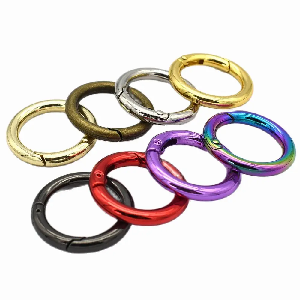 

20mm Rainbow Round O Ring Gate Spring Snap Hook Gate O Ring Metal Snap Clasp Webbing Hook Bag Clasp Spring Buckle for Purse Bag