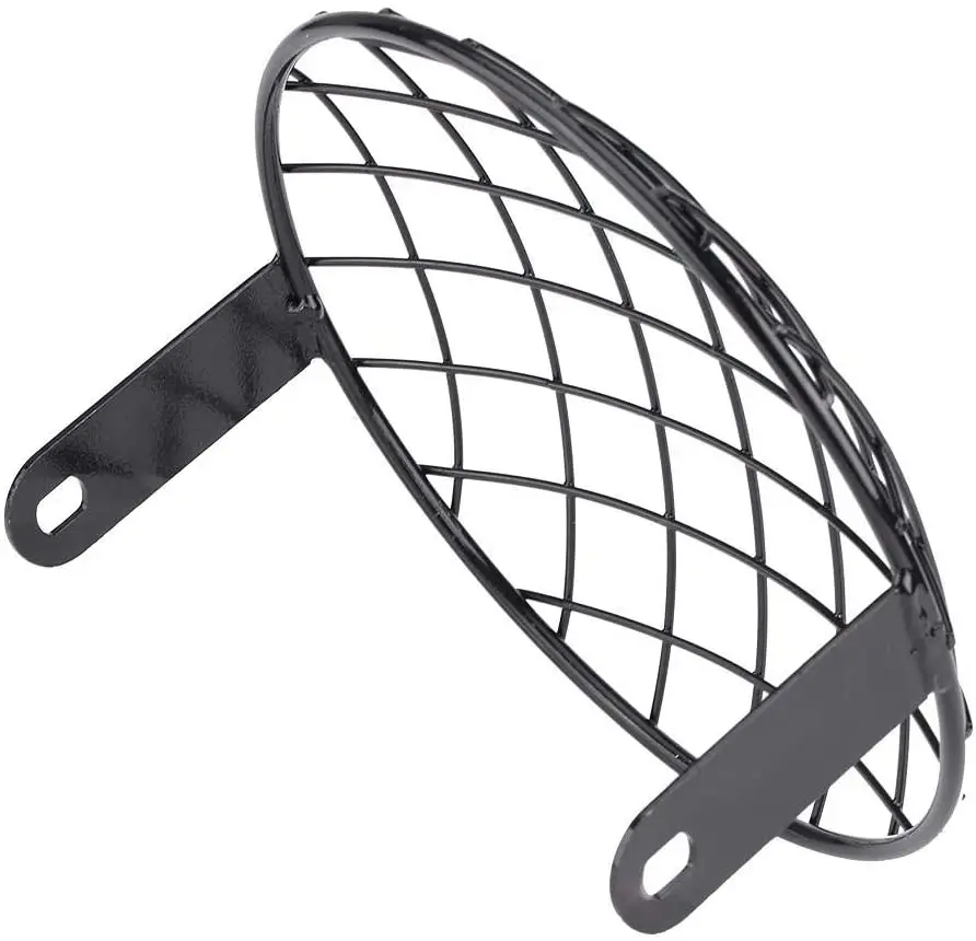 7\'\' Retro Motorcycle Mesh Mask Vintage Grill Side Mount Universal Motorcycle Headlight Lamp Cover Protector