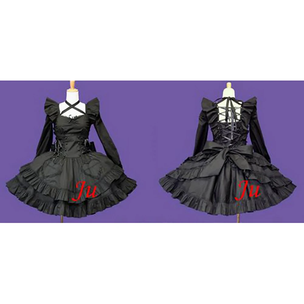 

fondcosplay adult sexy cross dressing sissy maid short Gothic Lolita Punk Fashion black cotton Dress Costume CD/TV[CK539]