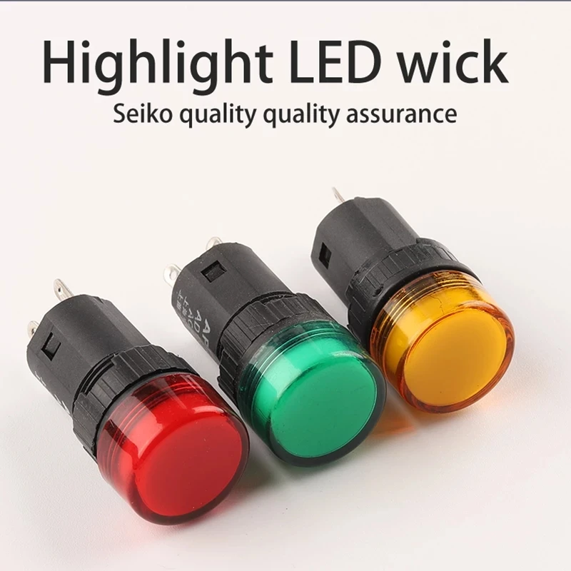 1PCS Colorful AD16-16E 2 Pin 16m Flash Signal Light LED 12V 24V 110V 220V 16mm Switch Red Green Yellow
