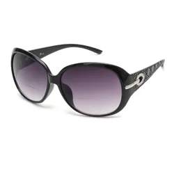 JM Large Round Bifocal Reading Sunglasses for Women Vintage Oversized Lady Reading Glasses Outdoor UV400 Protection Black +4.0