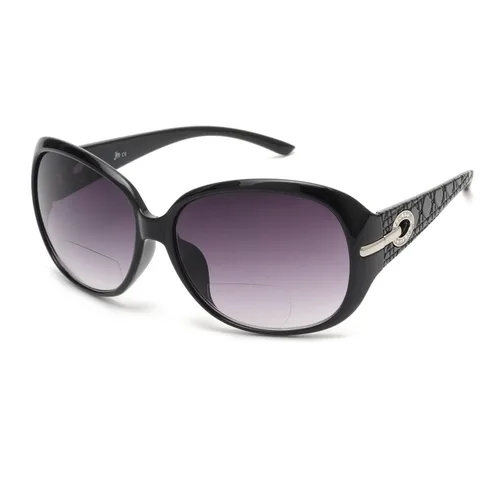 JM gafas de sol de lectura bifocales redondas grandes para mujer, gafas de lectura Vintage de gran tamaño para mujer, protección UV400 para exteriores, negro + 4,0
