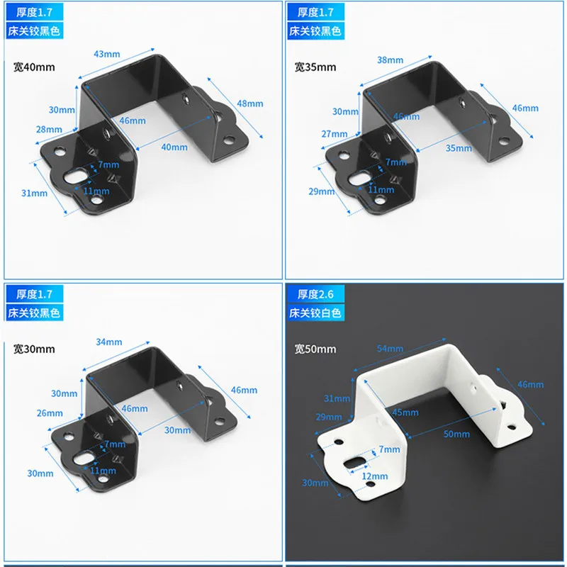 2pcs Bed beam support Thicken bed hinges Hook Corner Code Metal Stand Wooden fixed Connector Furniture Hardware Accessories