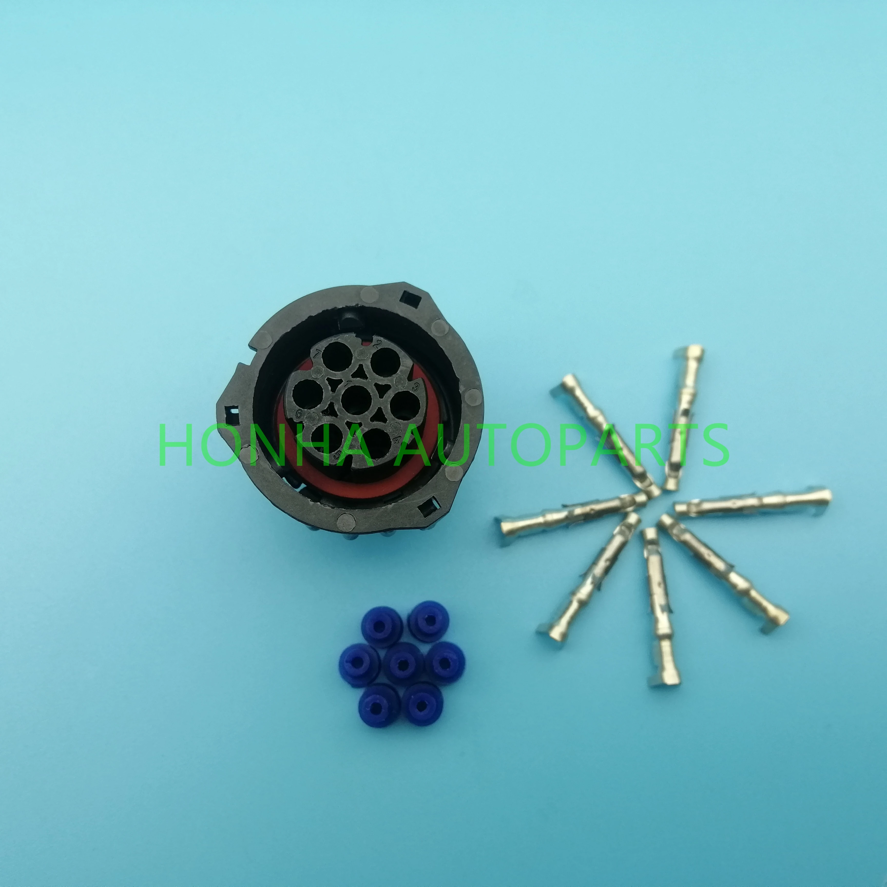 

5 pcs 7 pin Tyco Amp 1.5MM BU-STE KPL CIRCULAR DIN HOUSINGS Female Connector 968421-1 967650-1