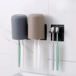 Soporte creativo para cepillos de dientes, taza de agua Simple, soporte de almacenamiento para cepillos de dientes, estante para tazas de cepillado de baño de pared