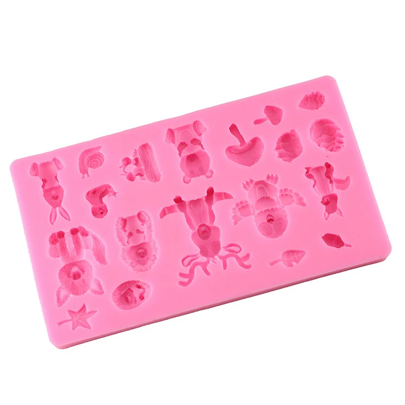 3D Animals Chocolate Fondant Molds Baby Birthday Cake Decorating Tools Cake Silicone Baking Mold Candy Clay Moulds