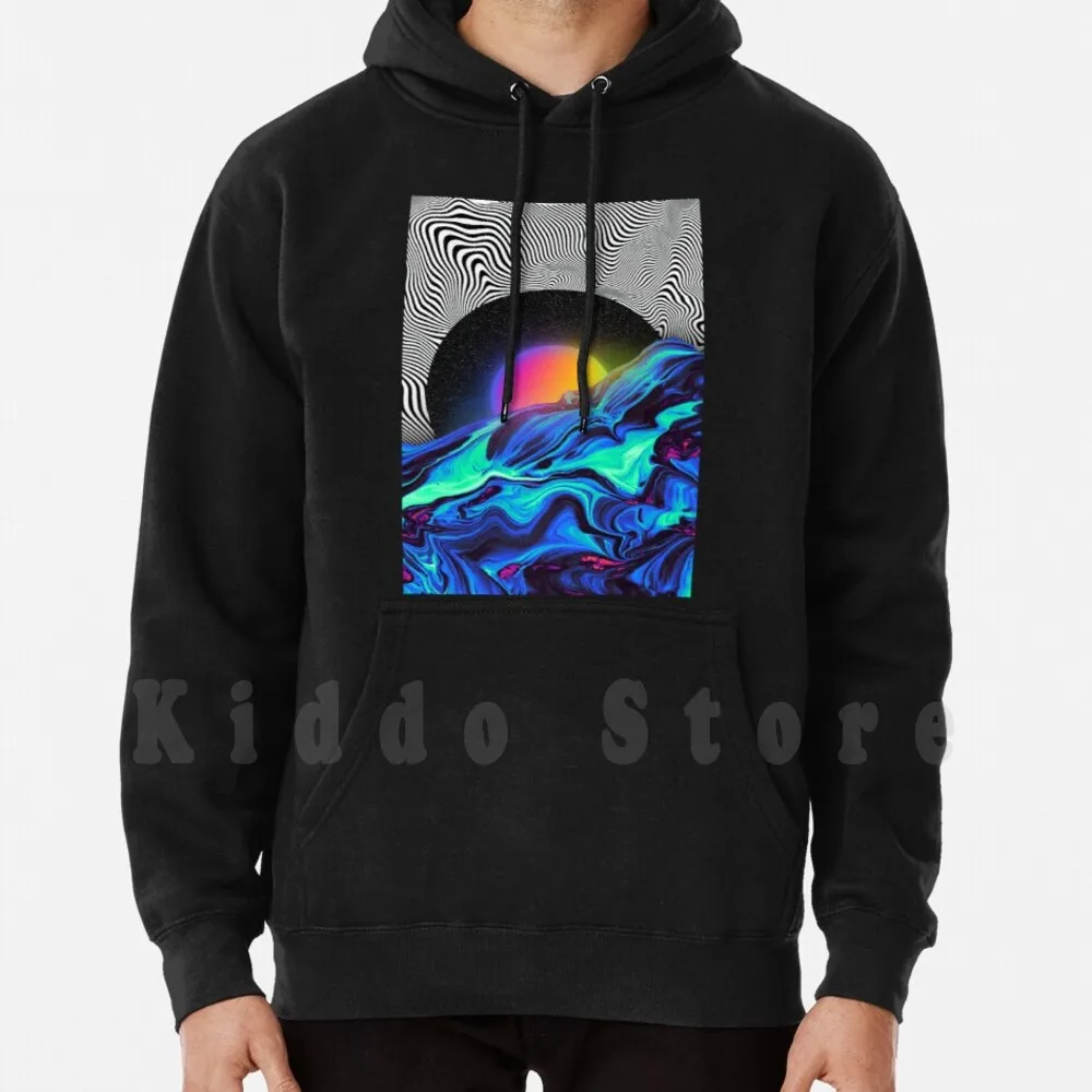 Crimson Hoodies Long Sleeve Psychedelic Trippy Color Vaporwave Abstract Acrylic Purple Pink Blue Tame Impala Mgmt