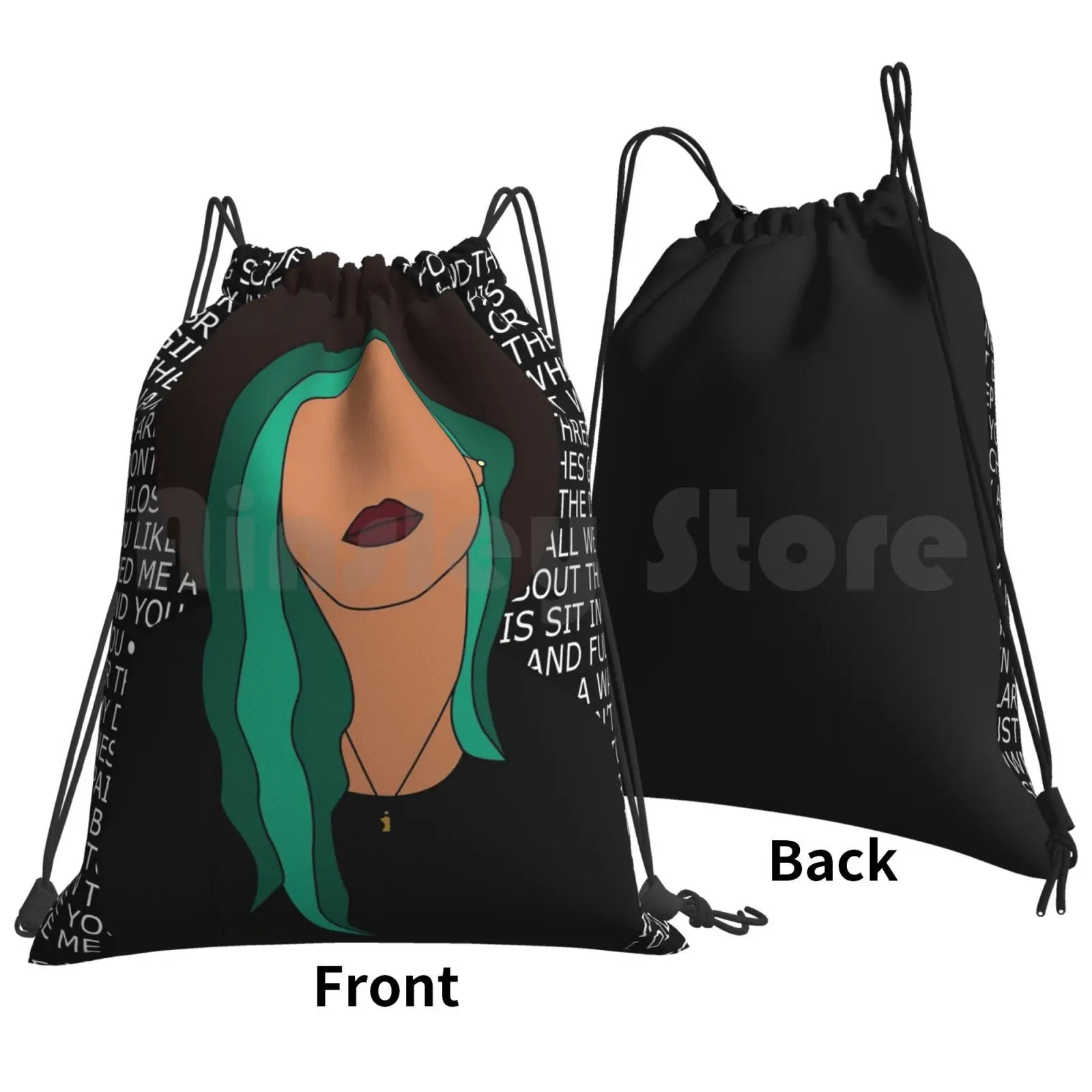 Halsey And Lyrics Backpack Drawstring Bags Gym Bag Waterproof Halsey Music Girls Womens Lyrics Pop Art Badlands