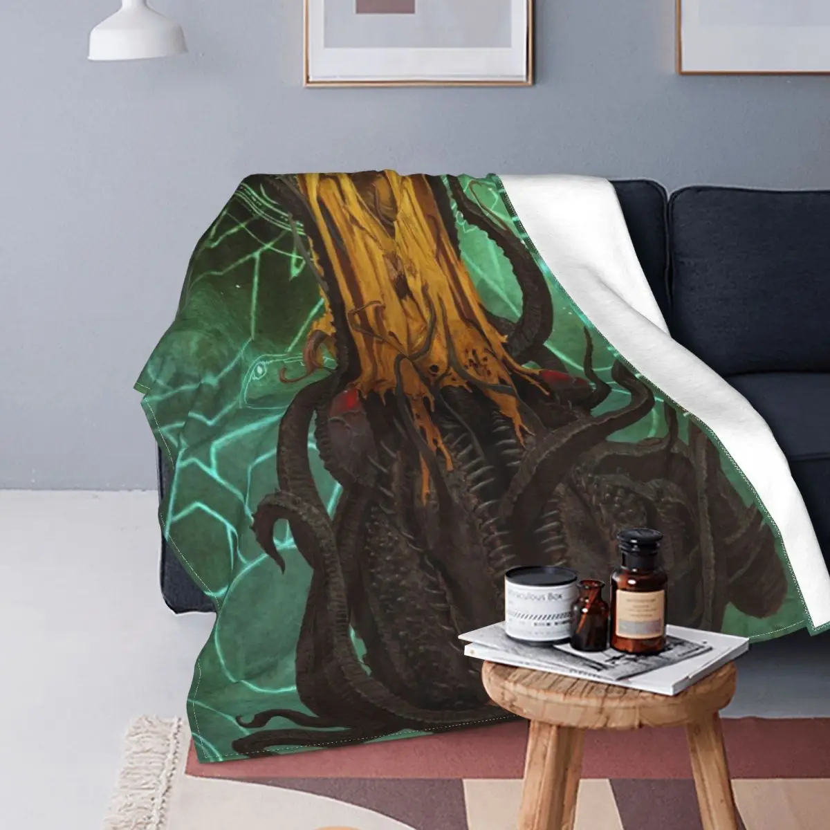 

Hastur Lovecraft Cthulhu Mythos Knitted Blankets Occult Horror Flannel Throw Blanket Home Couch Printed Soft Warm Bedsprea