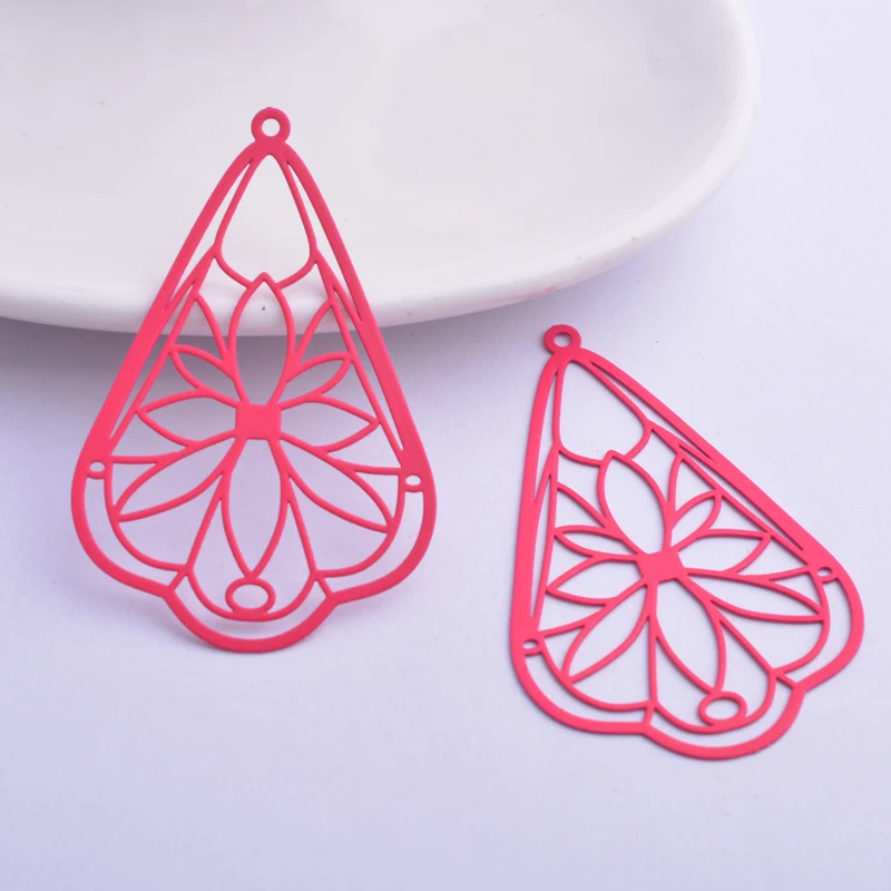 30 Stück AB6265 30*50mm Filigrane Blumenanhänger DIY Ohrring Anhänger Hängender Schmuck Dekoration – Detail 9