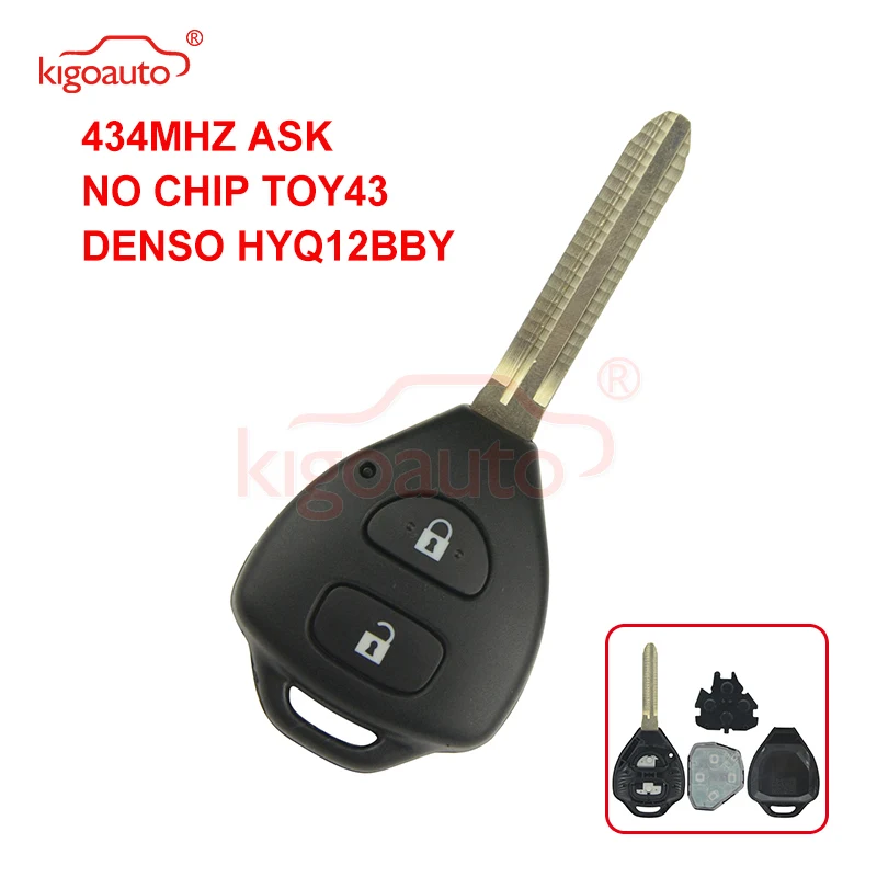 

Kigoauto Remote Key Hyq12bby 2 Button 434Mhz Toy43 Without Chip For Toyota Camry Corolla 2004 2005