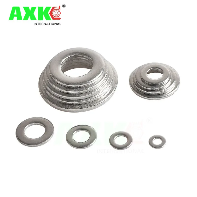 AXK Flat Washer M2 M2.5 M3 M4 M5 M6 M8 M10 M12 M14 M16 304 Stainless Steel Meson Washers Plain Washer Gaskets Spacer Shim