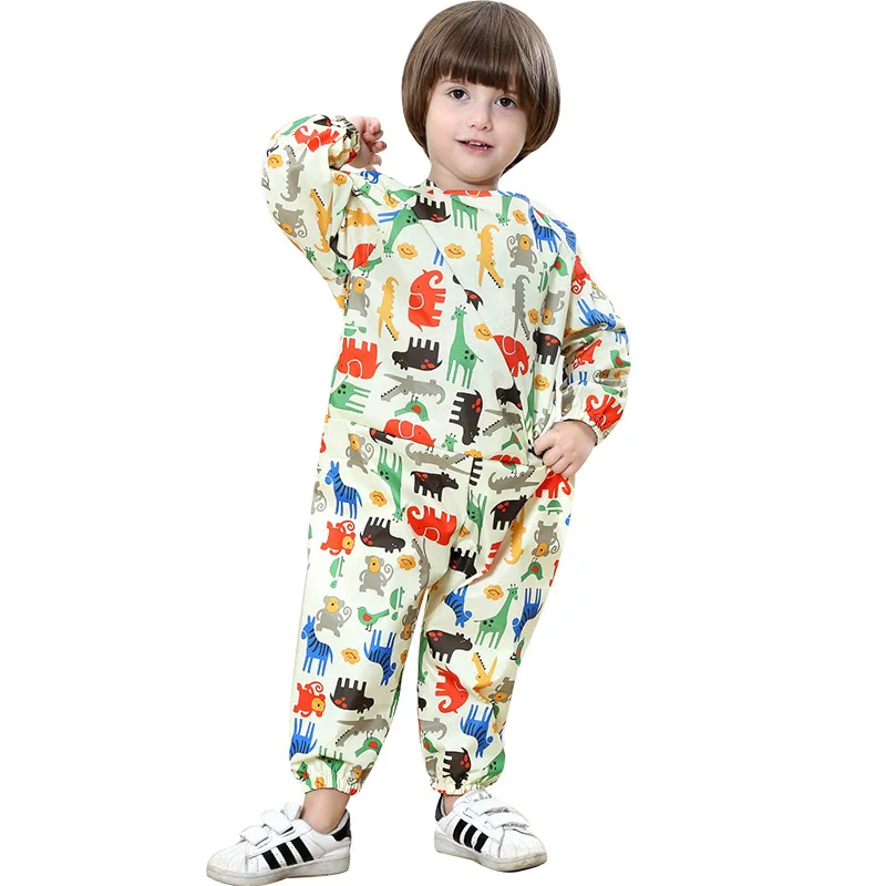 BaBy Art Aprons Kids Painting Shirt Paint Overalls Portable Long Sleeve Kids Children Smock Waterproof Painting Jumpsuit Boys