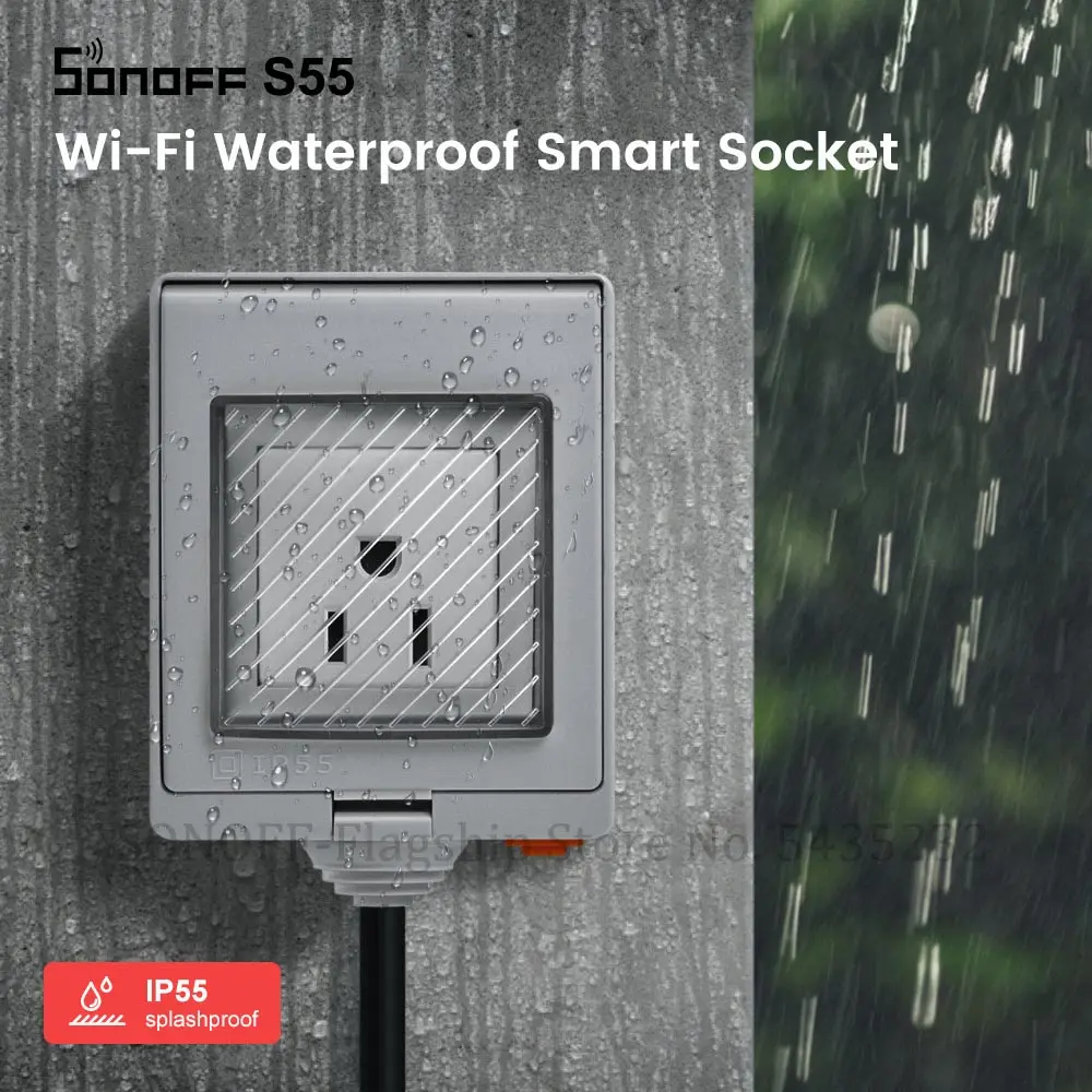 

Itead SONOFF S55 Wifi Smart Waterproof Socket Switch IP55 UK/AU/US/FR/DE/ZA Wifi Plug Socket With Timer Remote Works With Alexa