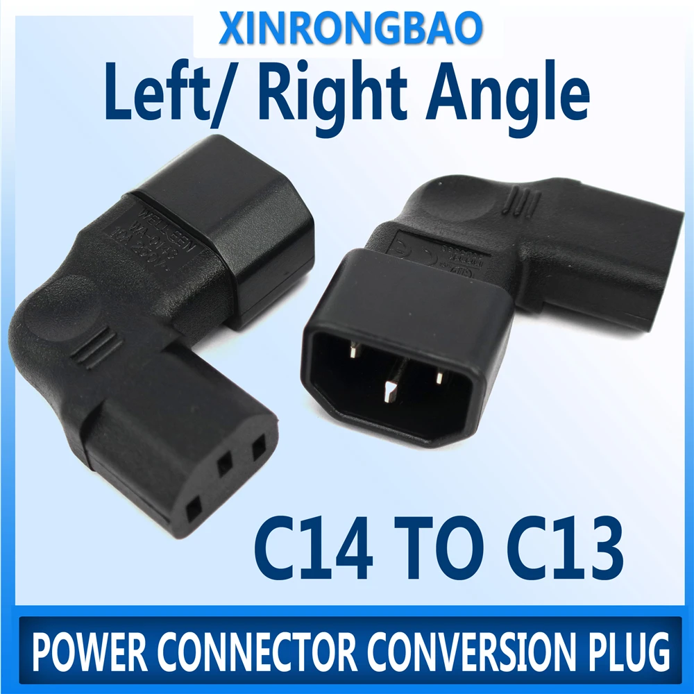 IEC C14 TO C13, Left Right Bend Power Adapter IEC320 onnector Converter Male To Female Socket Chassis Conversion Plug  for LCD