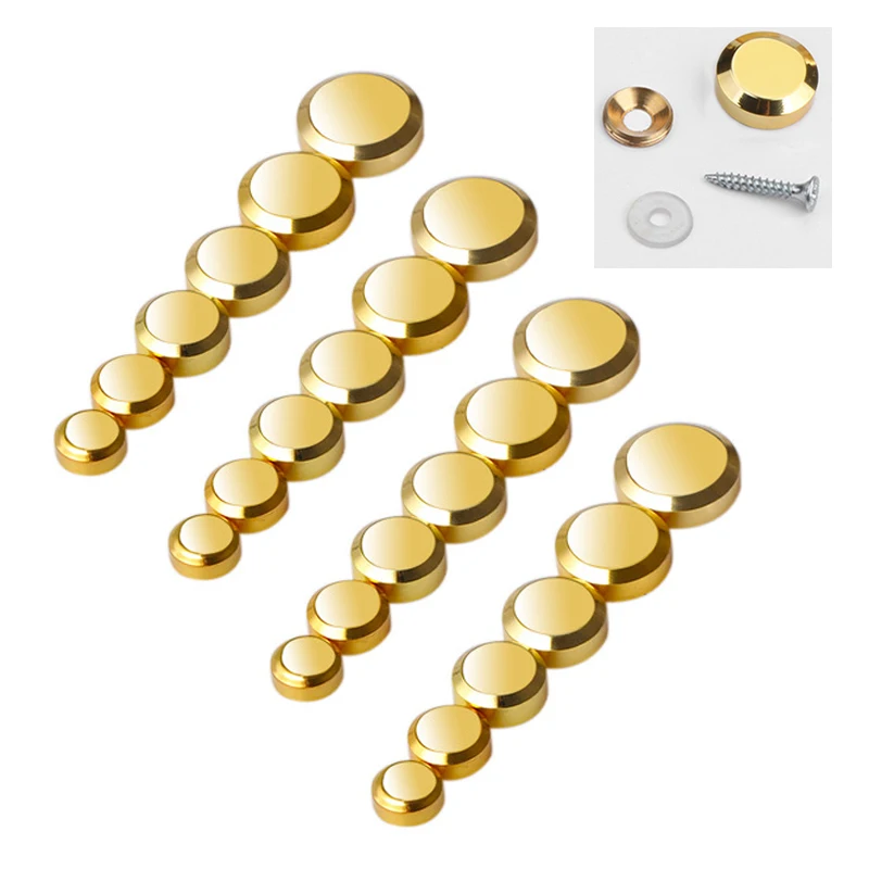 Luxury Gold 100PCS Pure Brass Oblique Advertising Nails Acrylic Billboard Sign Glass Mirror Nails Screws Gold Decorative Caps