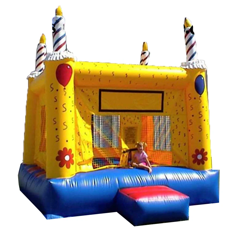 Commercial inflatable bouncy bounce house air bouncer inflatable trampoline for sale yellow cake bounce