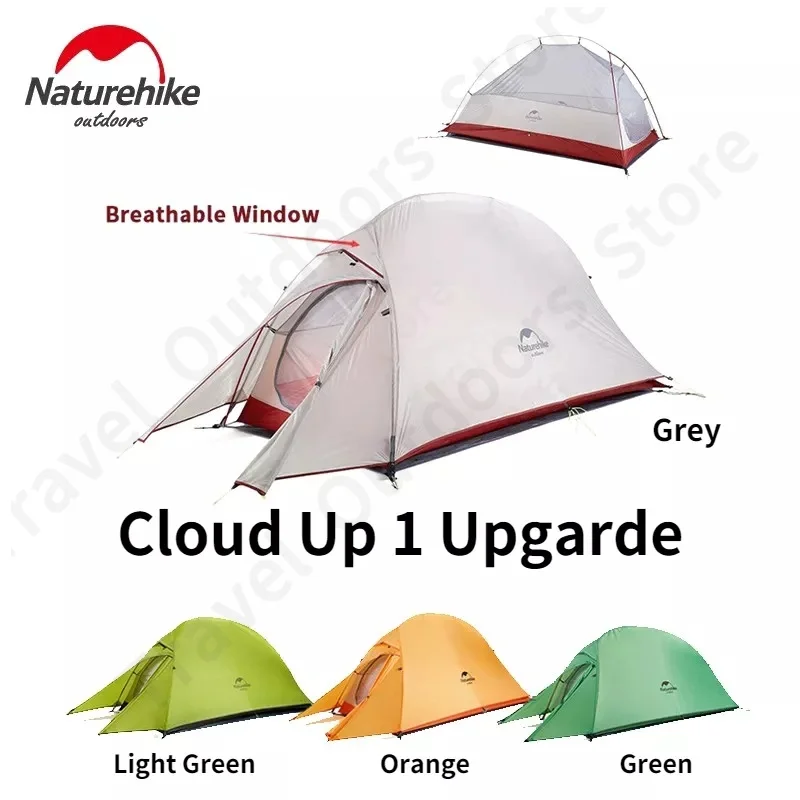 

Туристическая палатка Naturehike Cloud Up 1, на 1 человек, 1,5 кг, водонепроницаемая, 20D нейлон, с силиконовым покрытием, туристическая палатка с ковриком