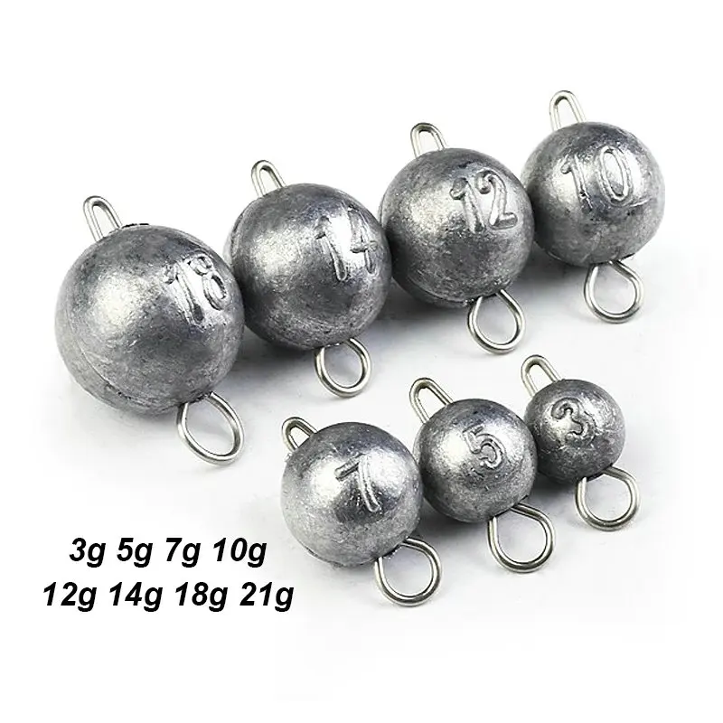 2g-18g Fishing Cheburashka Sinker Fishing Accesories Jig Round Head Bullet Weights Soft Lure Connector Texas Group