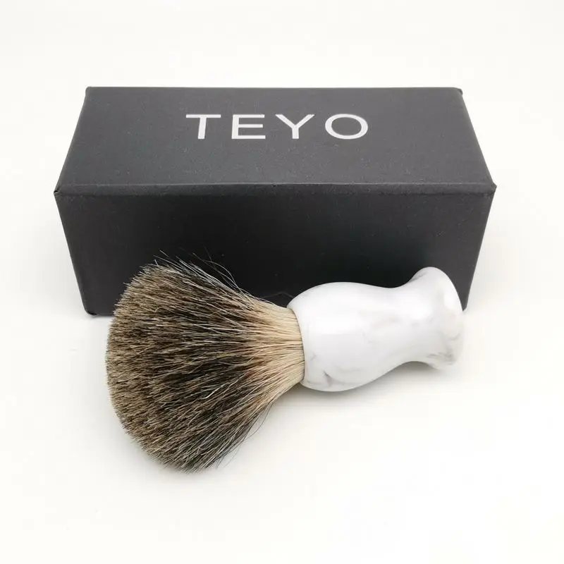 TEYO – brosse de rasage en poils de blaireau, poils de blaireau, poils de blaireau, avec manche, avec boîte cadeau