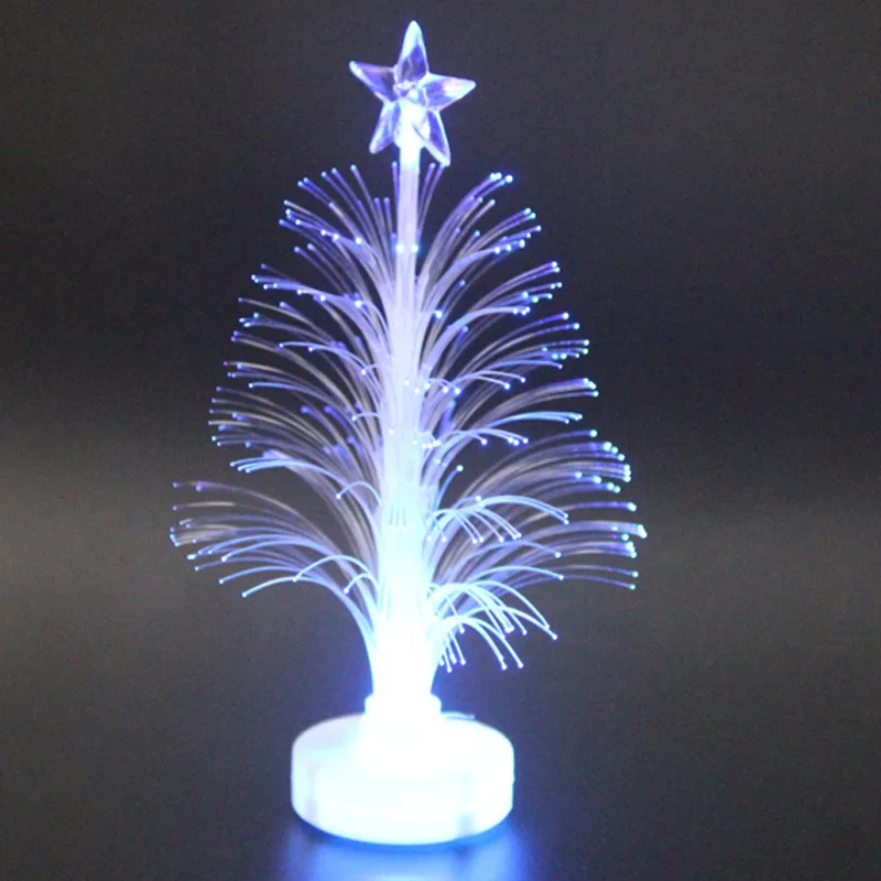 LED Colorful Fiber Optic Christmas Tree Colored Fiber Optic Slow Flash LED Mini Christmas Tree with Top Star Battery Powered