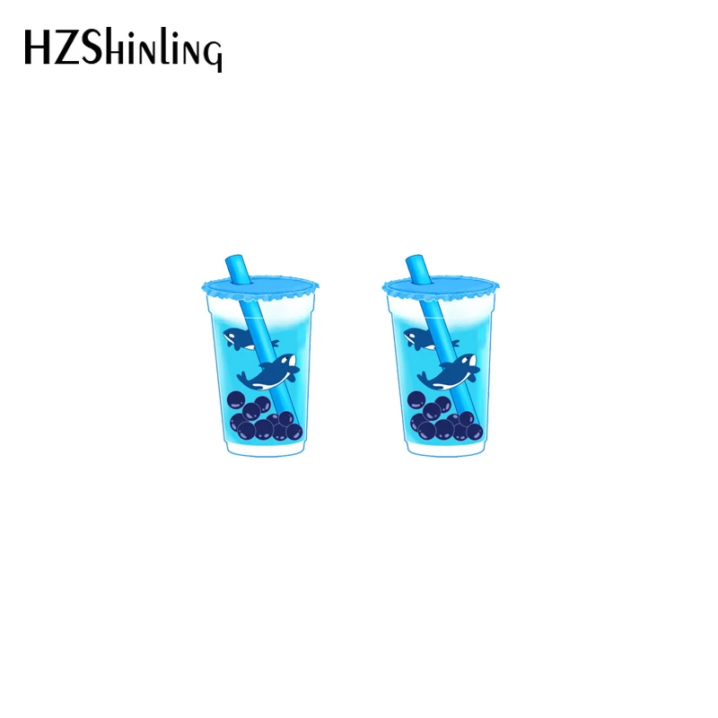 2021 New Boba Tea Stud Earring Summer Drink Acrylic Resin Earrings Epoxy Handmade Jewelry Gifts Girl