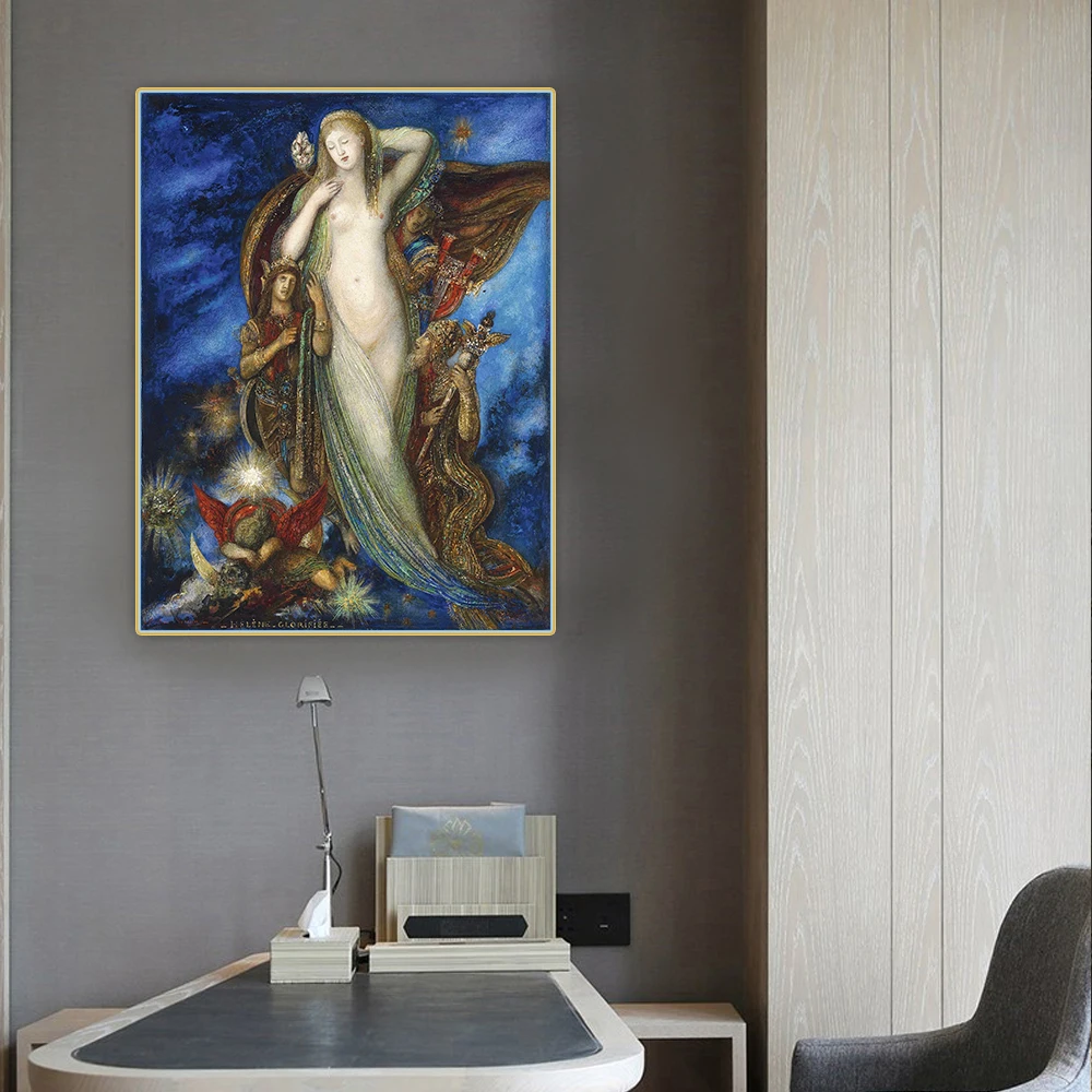 Helen Glorified by Gustave Moreau Canvas Art Oil Painting Artwork Aesthetic Picture Poster Wall Hanging Decor Home Decoration