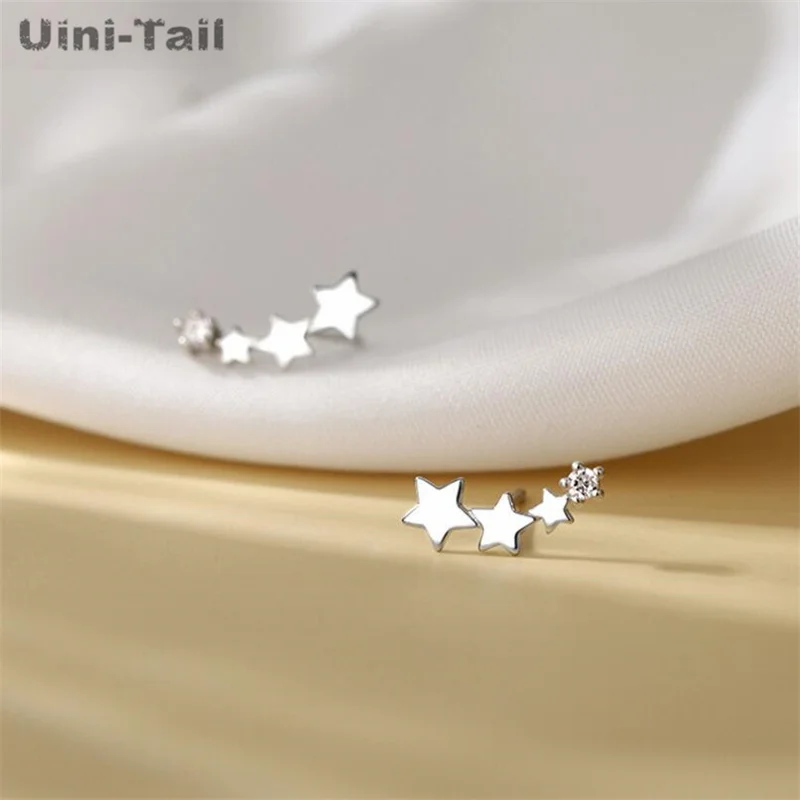 Uini-Tail Hot Selling New 925 Tibetan silver Meteor Shower Earrings Sweet Simple Temperament Dynamic High Quality Star Earrings