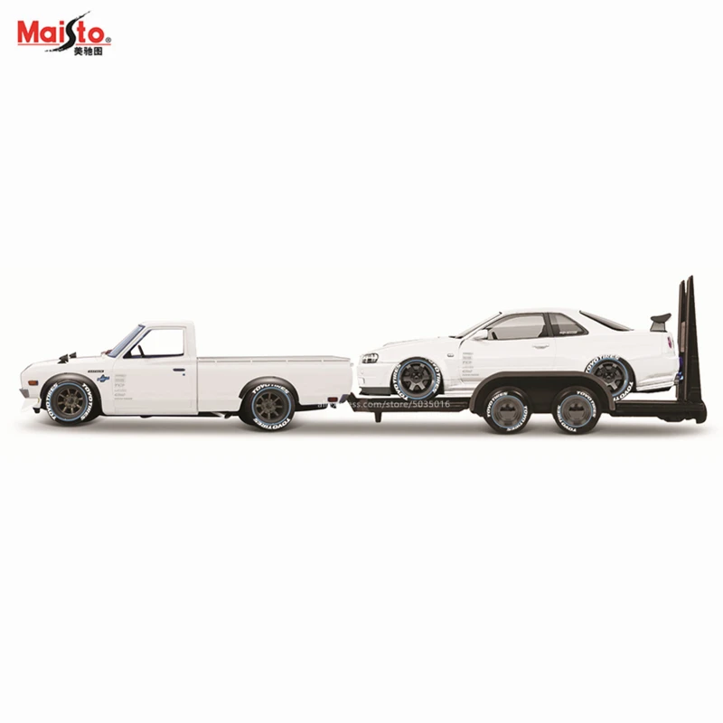 Maisto 1:24 1973 Datsun 620 Pick-Up Nissan Skyline R34 GT-R Combination car model gift collection toy