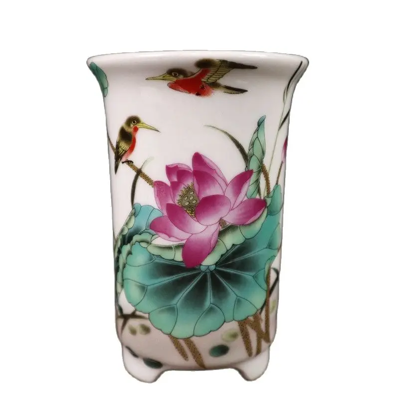 

Chinese Old Porcelain Flowerpot With Flower And Bird Pattern