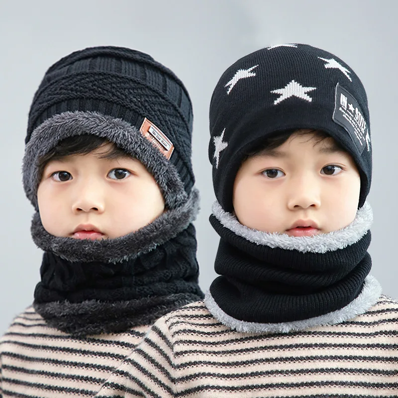 Children Winter Wool Hat Cap Riding Hiking Cycling Bike Windproof Cold Warmth Thickened Wild Outdoor Hat Cap and Scarf