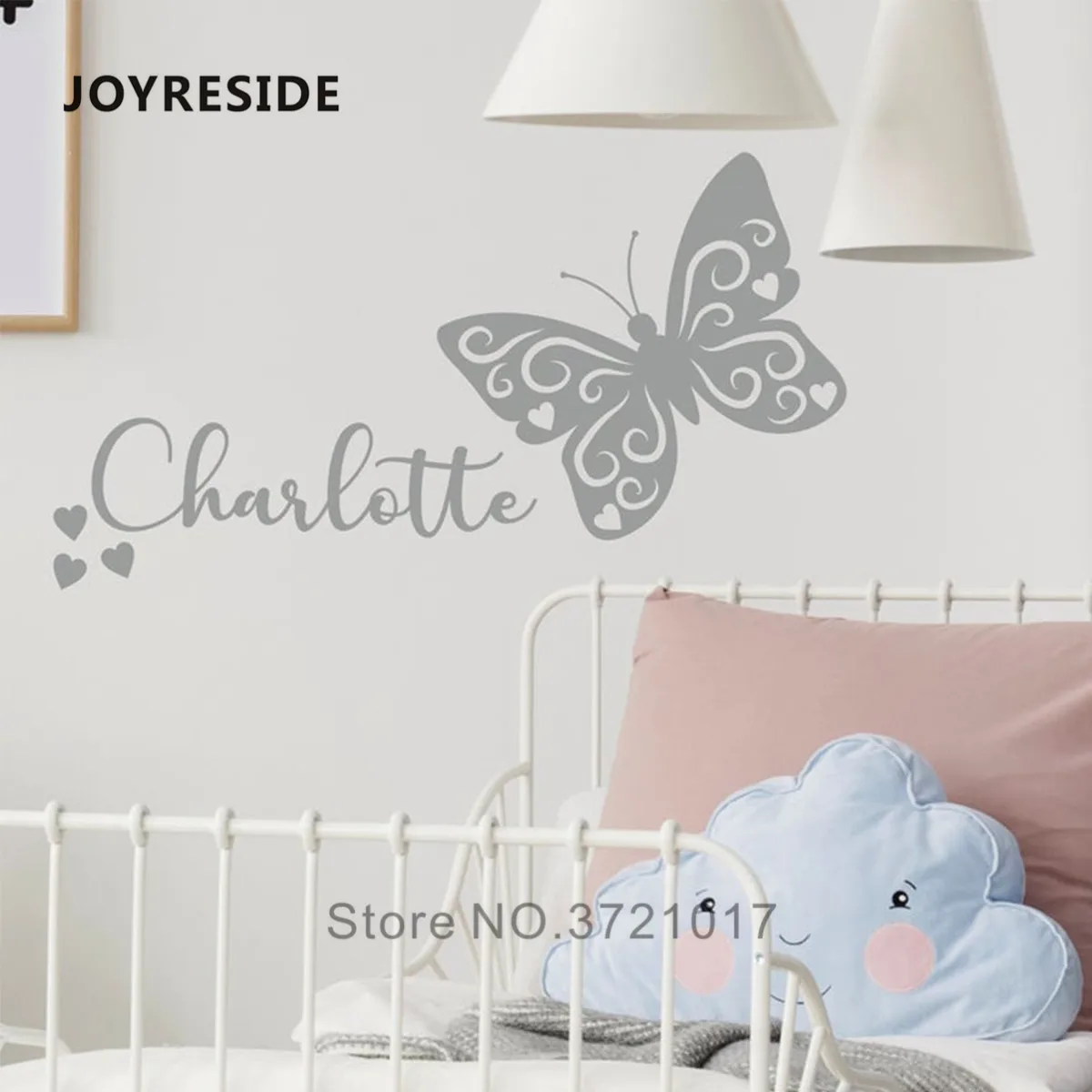 JOYRESIDE Butterfly Beautiful Custom Name Wall Decals Gilrs Bedroom Butterflies Wall Decor Vinyl Sticker Baby Girl Nursery WM320