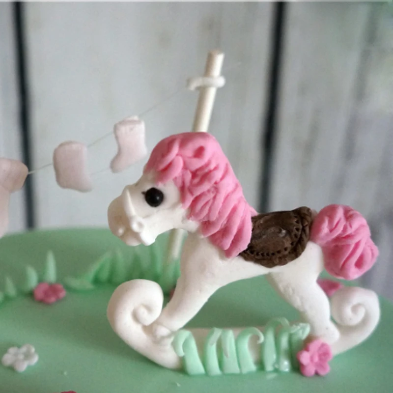 Rocking Horse Sugar Buttons Molds Fondant Cake Tools Silicone Molds Sugarcraft Chocolate Baking Tools for Cakes Gumpaste Form
