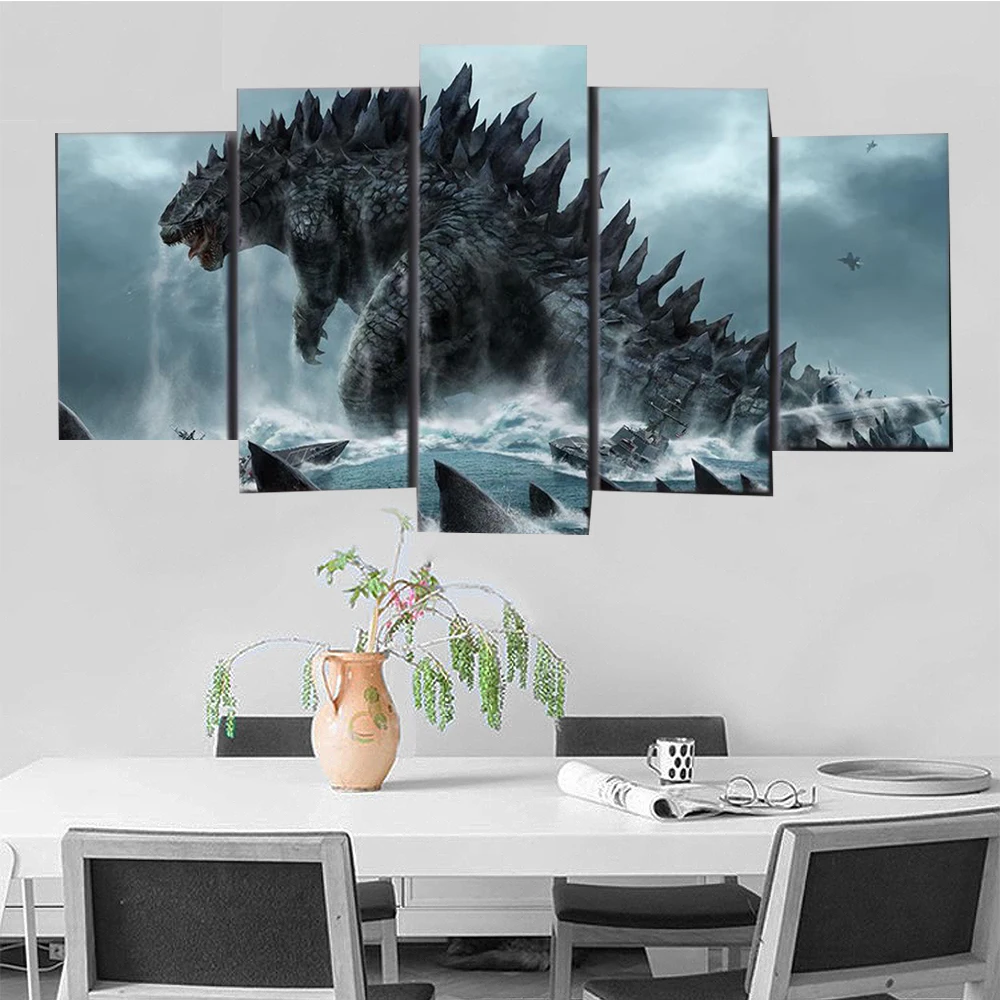 

5 Pieces Wall Art Canvas Painting Movie Poster Monster Modern Living Room Home Decoration For Pictures Modular Abstract