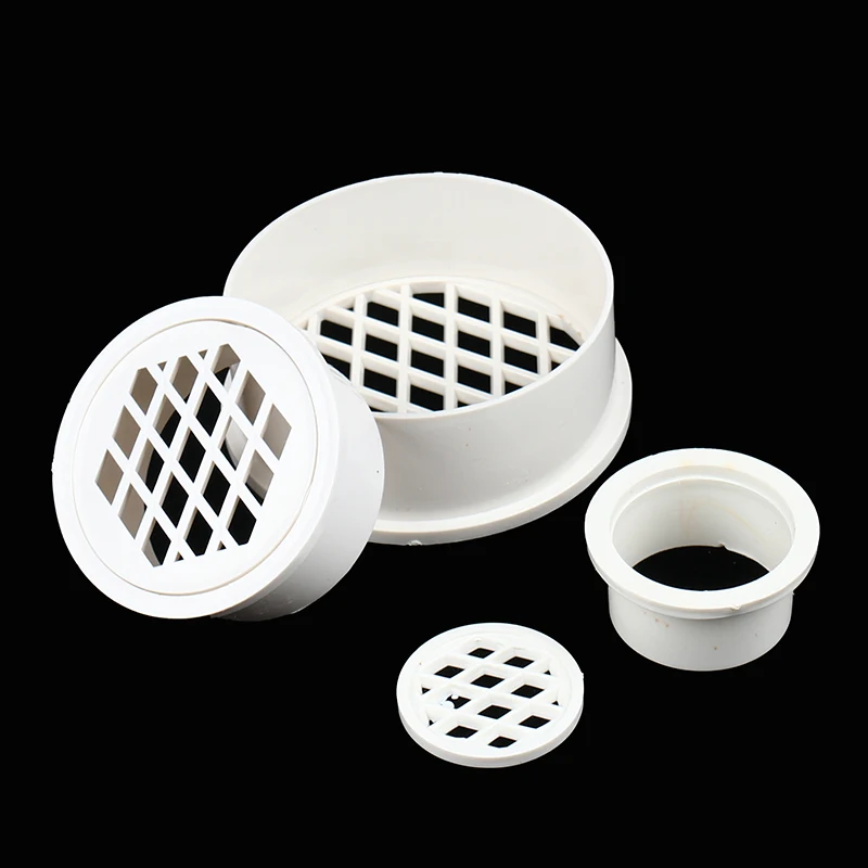 Insert Type Simple Floor Drain PVC 50-160 Round Pipe End Cap Filter Net Air Vent Cover For Garden Balcony Roof Drainage Fittings