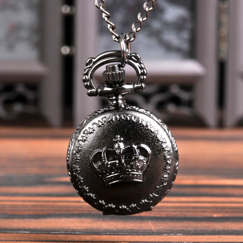 6063Small black crown pocket watch accessory necklace watch