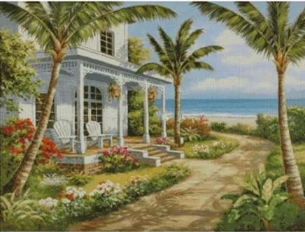 Cross Stitch Kits scenic Villa on the coast Crafts Art Needlework 18CT 16CT 14CT Unprinted Embroidered Handmade Wall Home Decor