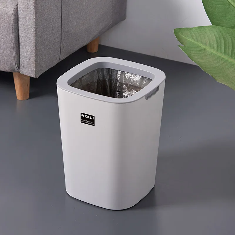 

8L/12L Nordic Simple Plastic Trash Can Office Bathroom Kitchen Trash Bin Living Room Bedroom Garbage Pressure ring Waste Bin