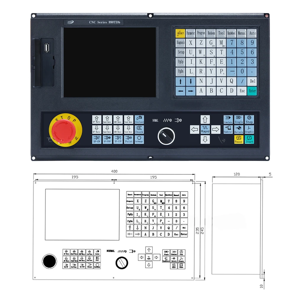 Economical 2 3 4 Axis 8.4 Inches displayer 990TDB  CNC Controller  for Milling Machine with Mach 3 with ATC PLC function