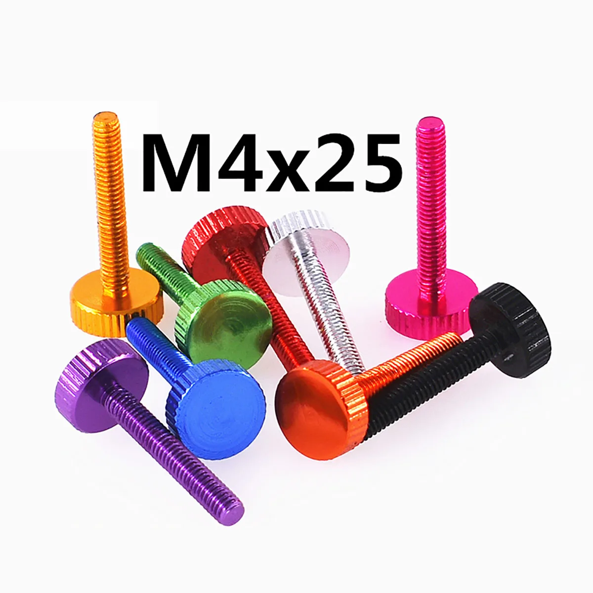 4 pezzi M4 × 15/25mm testa piatta in alluminio anodizzato D12x4mm viti zigrinate zigrinate serrare a mano i bulloni della manopola di rotazione per la custodia del Computer