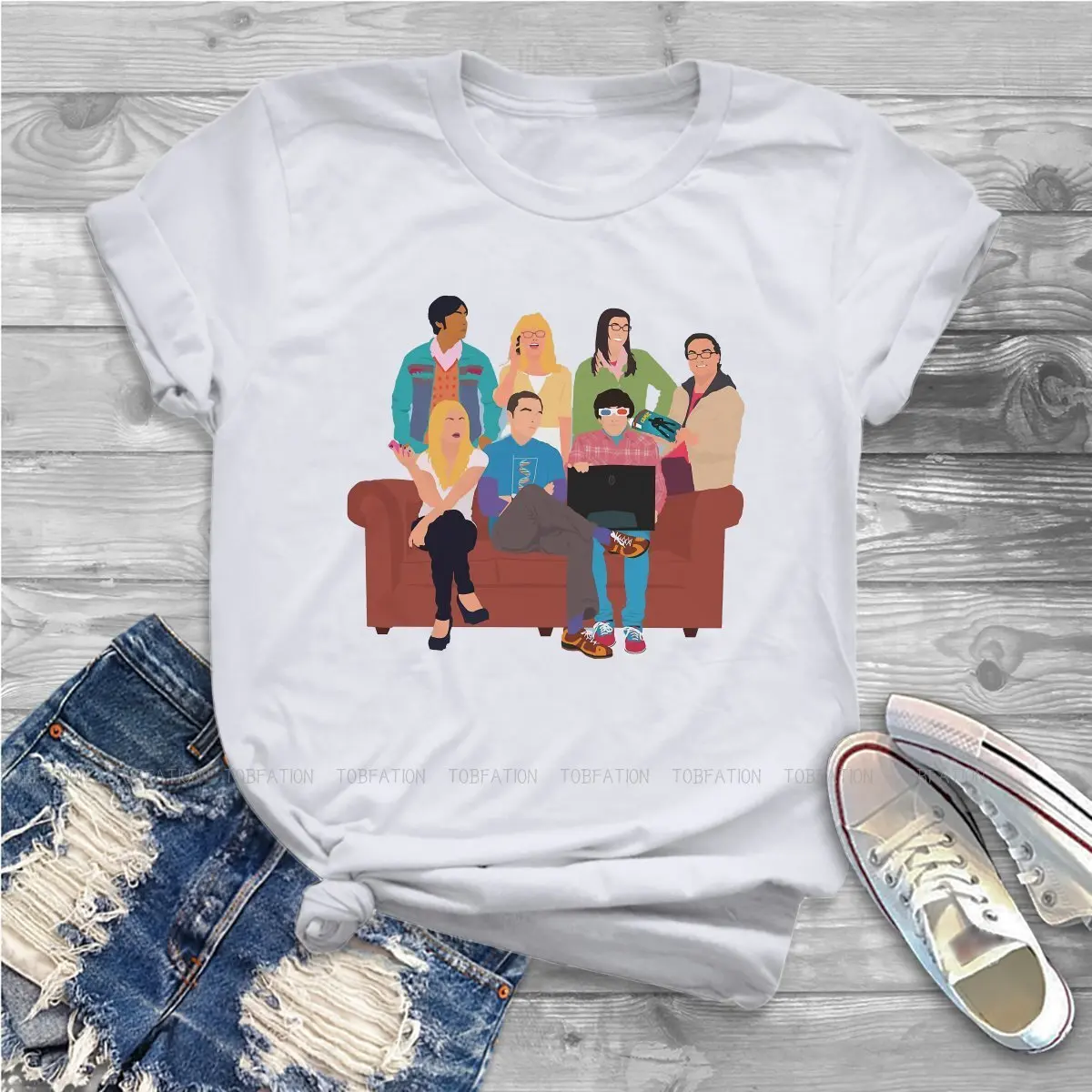 Big Nerd Gang Women Clothes The Big Bang Theory Humor TV Sitcom T-shirt Kawaii Vintage Female Clothing